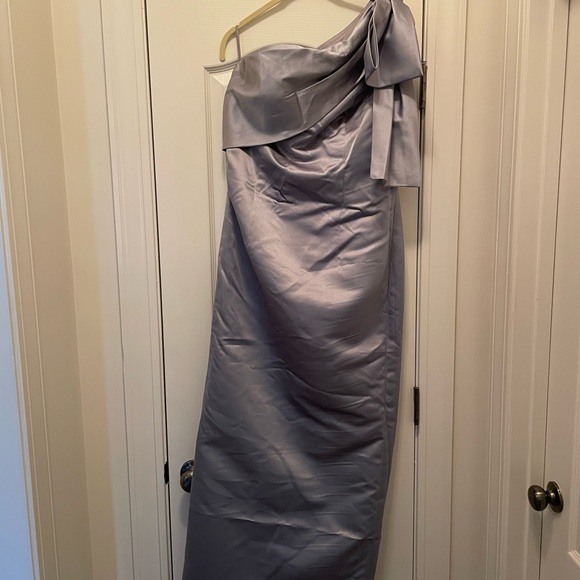 Dusty Blue Mother of the Bride/Groom dress.   One shoulder.  Full length. - Picture 2 of 9